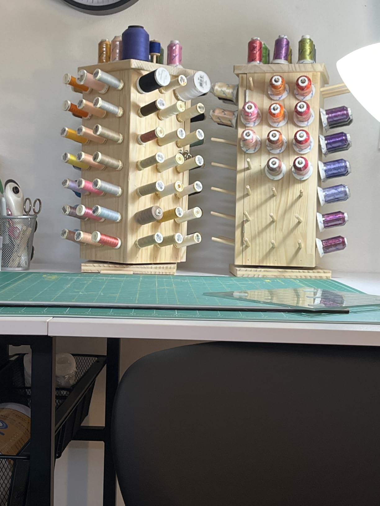 New brothread 93 Spools (DIY) 360 Degree Fully Rotating Wooden Thread Rack/Thread Holder Organizer with Inner Storage Compartments for Sewing, Quilting, Embroidery, Hair-braiding and Jewelry customer photo 1