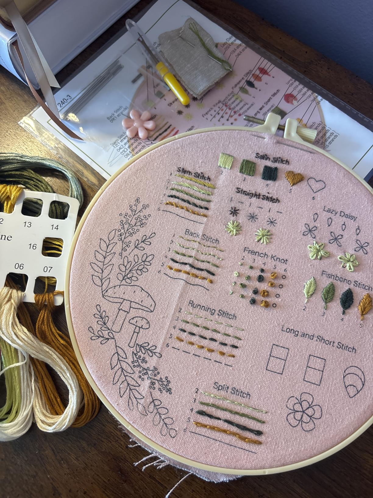 JOINRUN Beginner Embroidery Kit for Adults, 3 Pack Cross Stitch Kits with Pre-Printed Patterns, Threads, Needles, Learn Stitches with 7.8