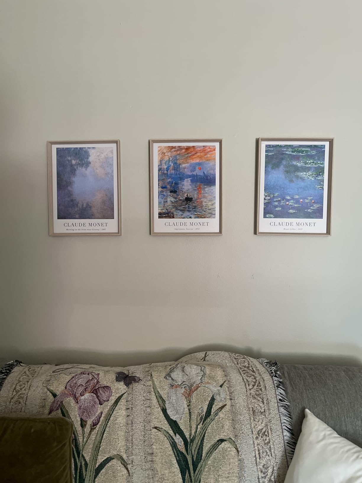 Framed Claude Monet Water Lilies Canvas Wall Art,Vintage Impressionist Botanical Painting,16x12IN High Framed Design Prints,Minimalist Classic Decor Aesthetic for Living Room,Bedroom,Bathroom Set of 3 customer photo 1