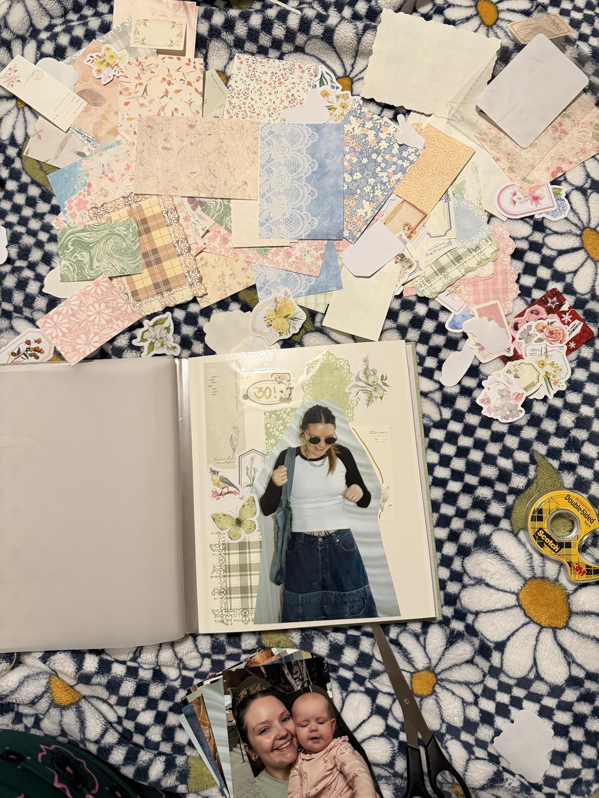 Vintage Floral Scrapbook Paper & Journaling Stickers (400pcs) Assorted Set - 4 Pack Junk Journal Supplies for Bullet Journaling, Retro Crafts, Planner, Mixed Media, Collage Card Album customer photo 2