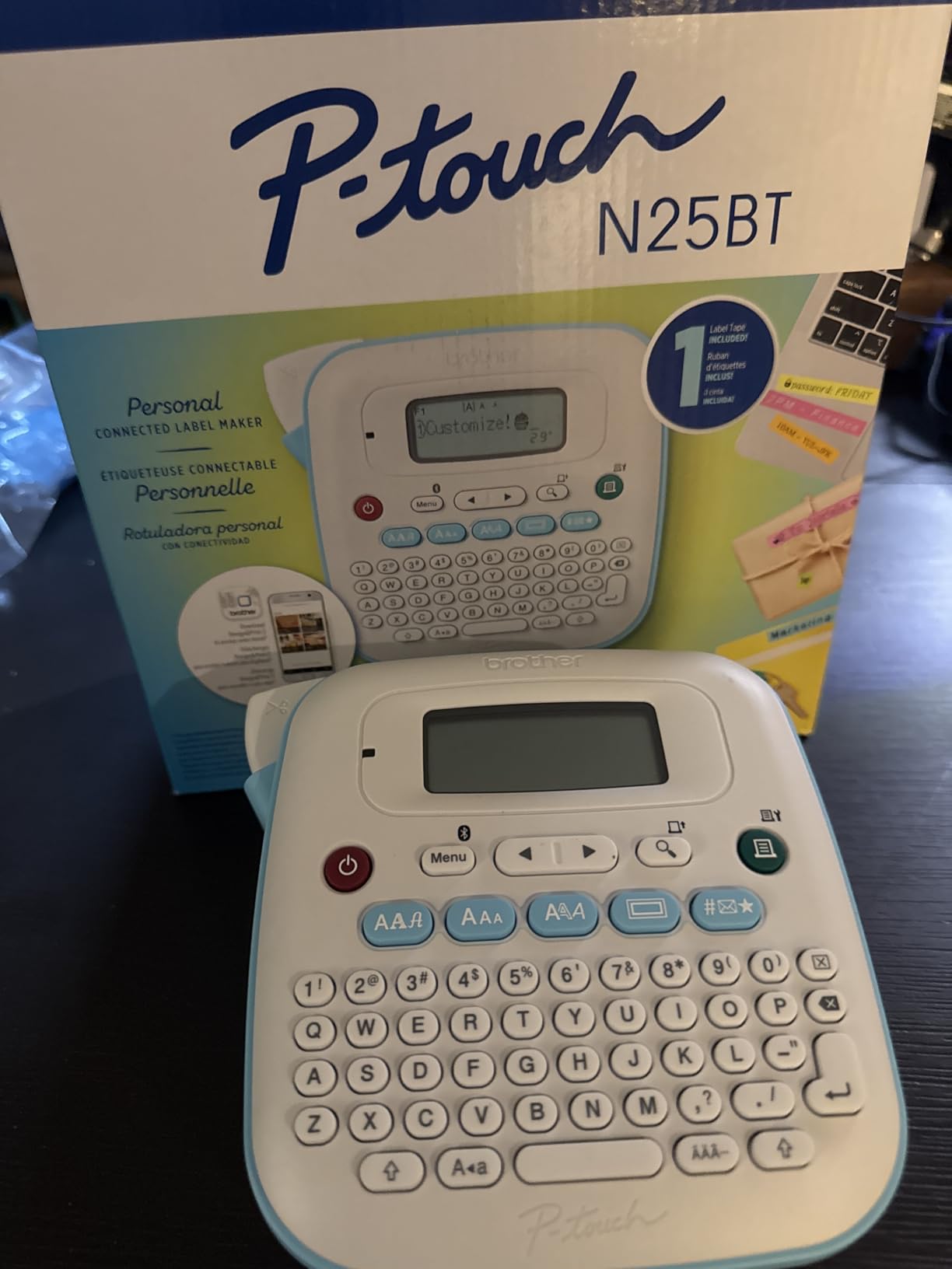 Brother P-Touch PT-N25BT Personal Connected Label Maker, Bluetooth, Design&Print2 app, Portable, Handheld and Prints with P-Touch Btag (12mm) Wide Color Label Tapes customer photo 2