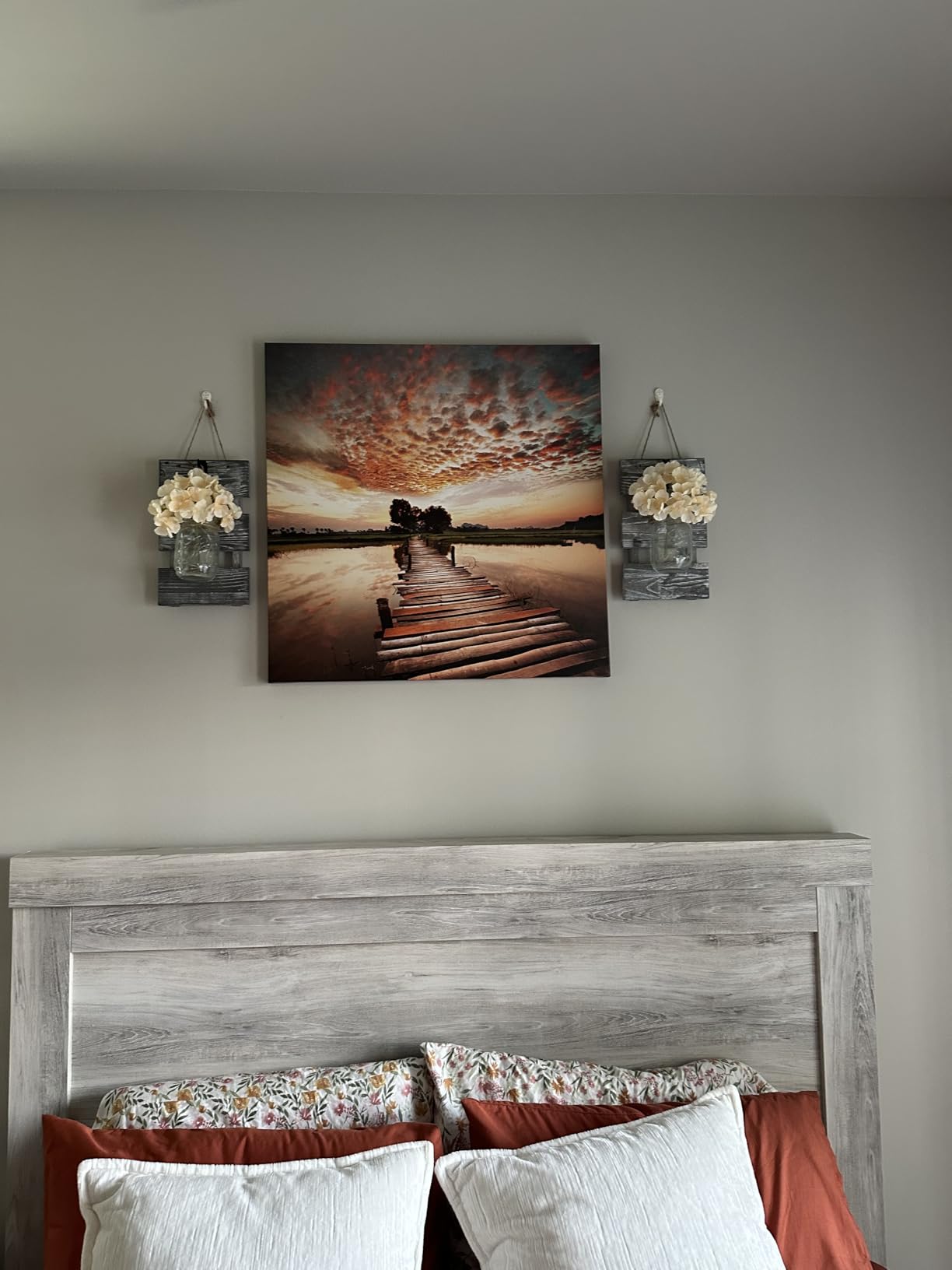 Lake Pictures Wall Decor Artwork: Scenic Canvas Wall Art Lake Scene Artwork Nature Scenery Painting - Sunset Landscape Prints for Bedroom House 16x11 customer photo 2