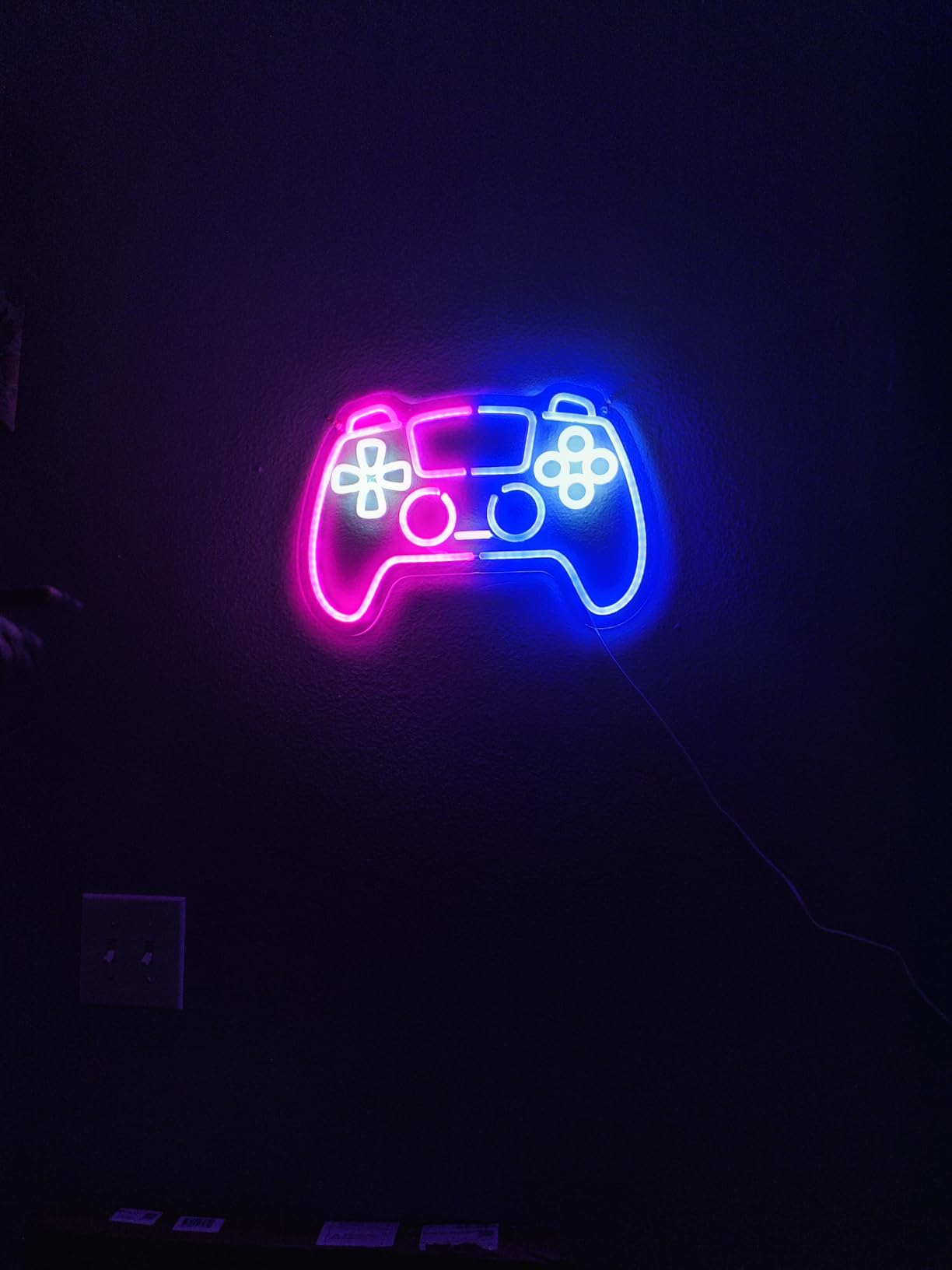 Wootfairy Dimmable Smiley Face Neon Sign for House Bedroom Game Room - Yellow and Pink Light Up Signs customer photo 1