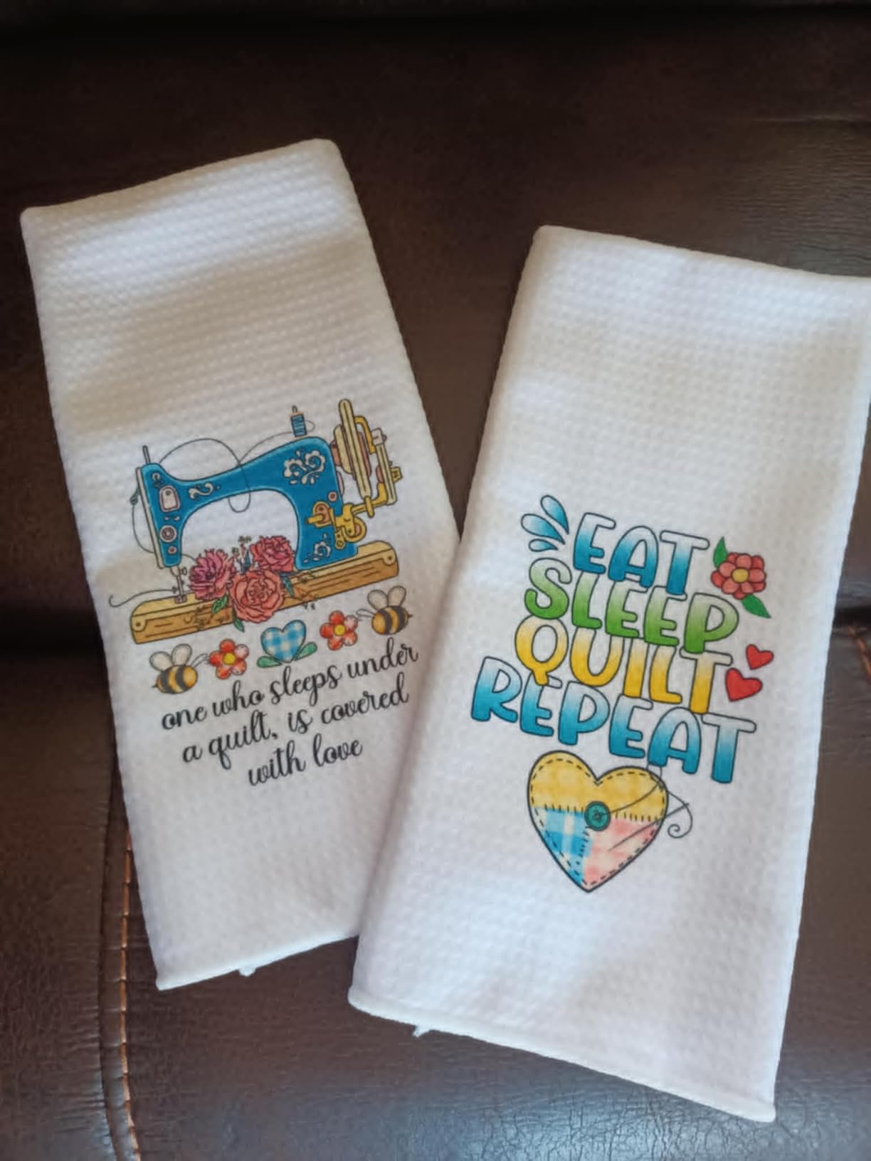 2PCS Eat Sleep Quilt Repeat Funny Sewing Kitchen Towels, Gift for Quilter, Sewing Gifts, Birthday Gifts for Mom Neighbors Sisters Friends Sewing Lovers, Sewing Gifts for Sewing Lovers Mom customer photo 2