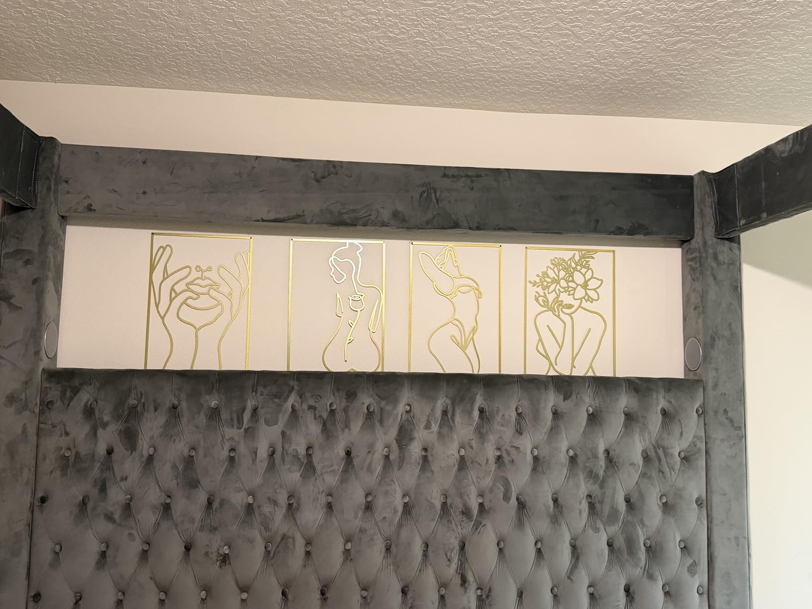 Glamativity Large 4 Pcs Colorful And Black Double-Sided Gold Leaf Metal Wall Art customer photo 2