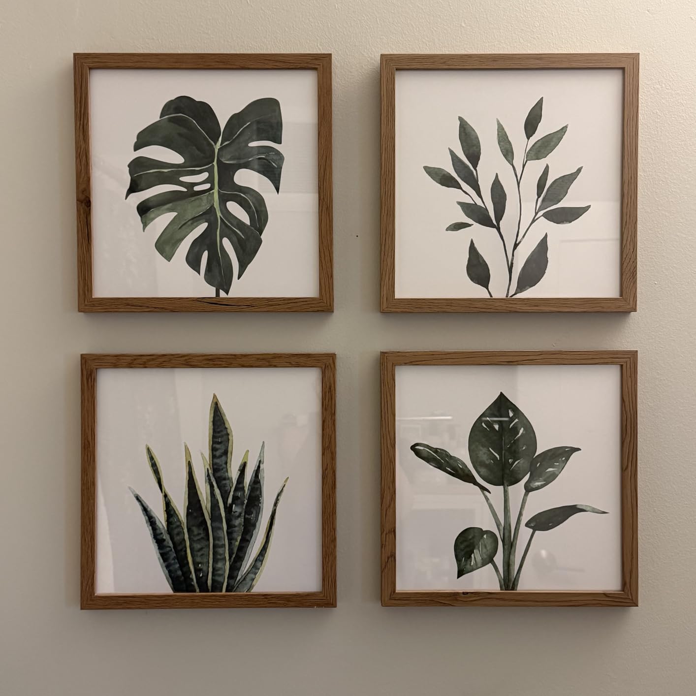 ArtbyHannah Framed Bathroom Wall Art Decor, 8x8 Inch 4 Pack Botanical Gallery Wall Frame Set Modern Farmhouse Sage Green Prints Artwork for Spa, Restroom, Bedroom, Office Decoration (Black) customer photo 1