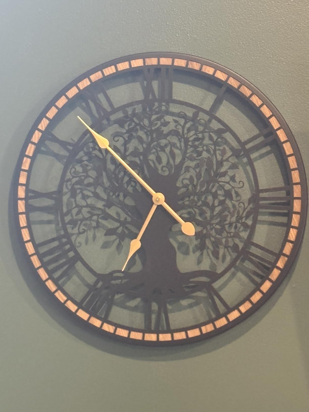 Micasso Farmhouse Large Wall Clock: 24Inch Rustic Tree of Life Metal with Wood Frame - Vintage Battery Operated Wall Clocks for Living Room/Home Office/Bedroom customer photo 2