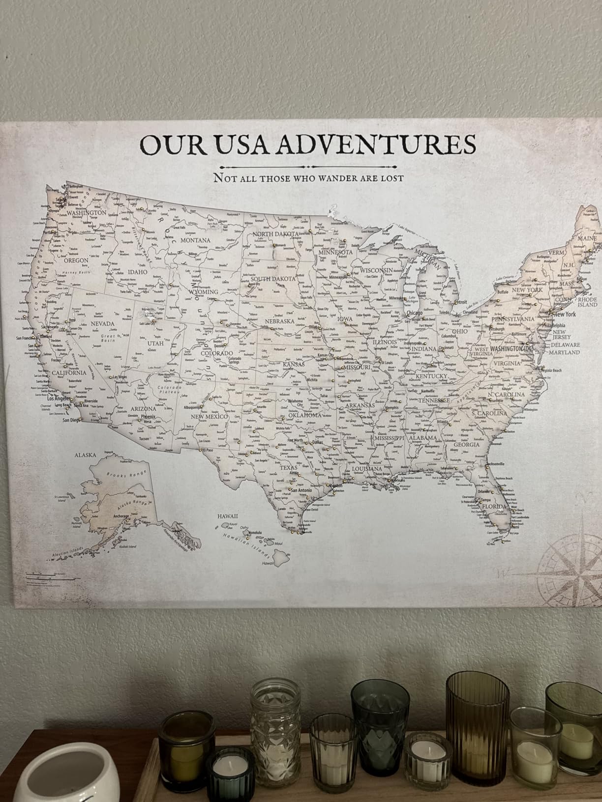 IPIC - Vintage World Map Canvas Wall Art, Oversize Travel Map Print for Home, Office, or Study, Push Pin Wall Decor for Travel Lovers, Ready to Hang customer photo 1