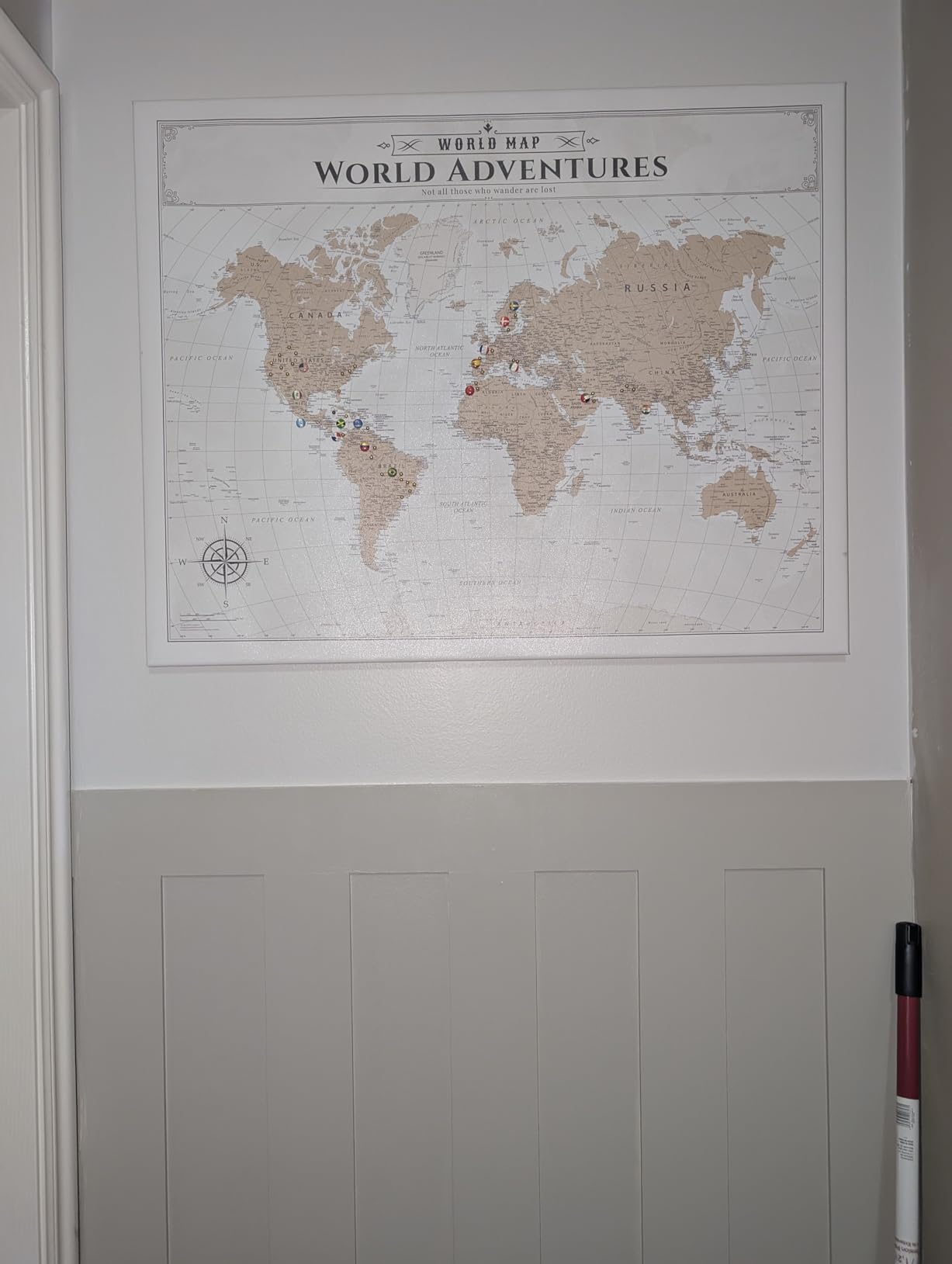 IPIC - Vintage World Map Canvas Wall Art, Oversize Travel Map Print for Home, Office, or Study, Push Pin Wall Decor for Travel Lovers, Ready to Hang customer photo 2