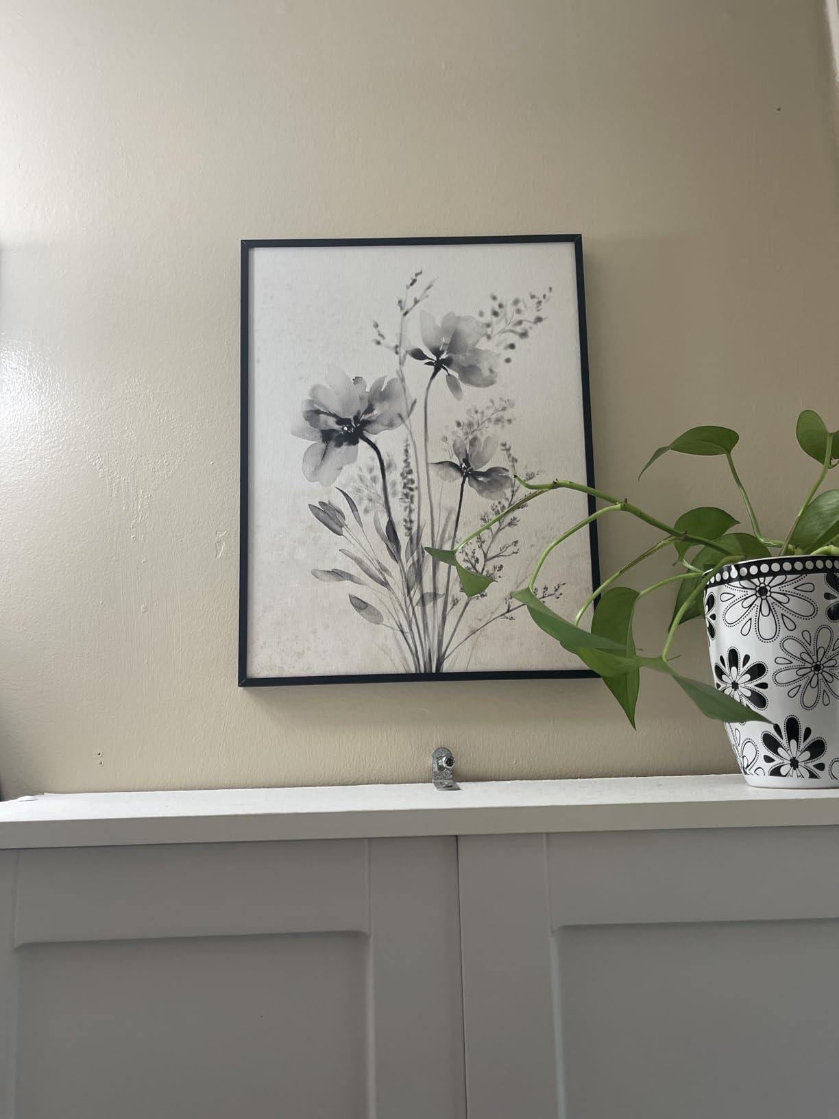 Framed Vintage Botanical Wall Art Bedroom, 4 Piece Rustic Farmhouse Floral Canvas Prints Artwork, Neutral Flower Butterfly Pictures for Modern Farmhouse Living Room Kitchen Bathroom Wall Decor, 11x14 customer photo 2