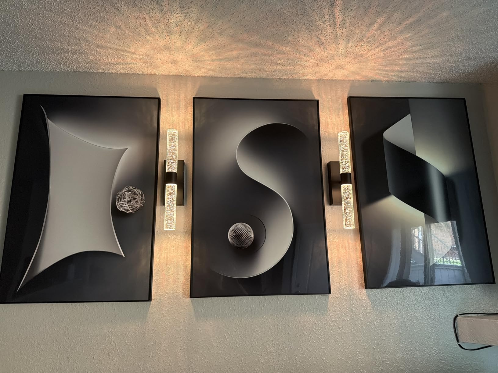 Large Framed Modern Wall Art for Living Room, 3 Piece Black and White Abstract Contemporary Pictures Artwork Decor, Geometric Luxury Bright Style Prints Paintings for Hallway and Office 24x36 Inch customer photo 2