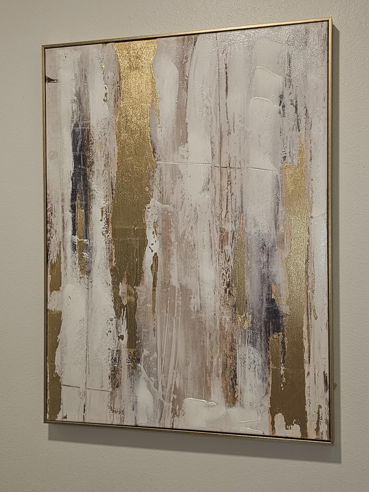 2 Piece Gold and Neutral Abstract Wall Art - Modern Textured Canvas Prints with Hand-Applied Brush Strokes, Framed Artwork for Living Room, Bedroom, or Office, 20 x 28 Inches customer photo 2