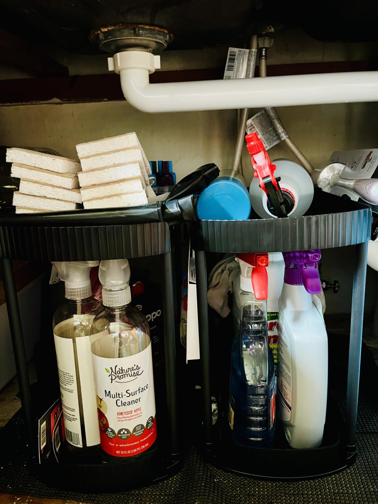 Ukeetap Multi-Purpose Pull-Out Storage Organizers, Under Sink/Cabinet Organizers and Storage for Bathroom & Kitchen, Black, 12.8 Inches, 2 Packs customer photo 2