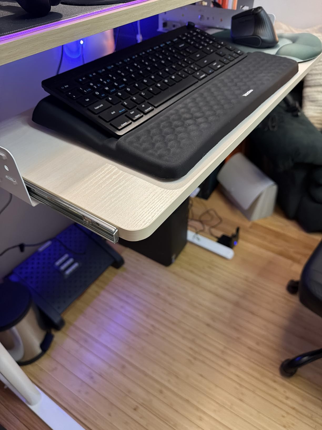 EUREKA ERGONOMIC Keyboard Tray Height Adjustable, Swivel Tilt Computer Keyboard Drawer Under Desk, 25x9.13'' Sliding Keyboard & Mouse Platform with Mouse Pad for Typing, Black customer photo 2