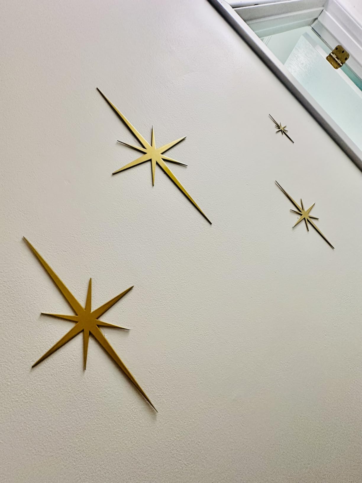 Blulu 4 Pcs Cast Iron Starburst Shaped Wall Decor Metal Mid Century Modern Decor Retro Atomic Stars Wall Art Elegance Accents Vintage Celestial Whimsigoth Hangings for Home Office Room(Retro) customer photo 1