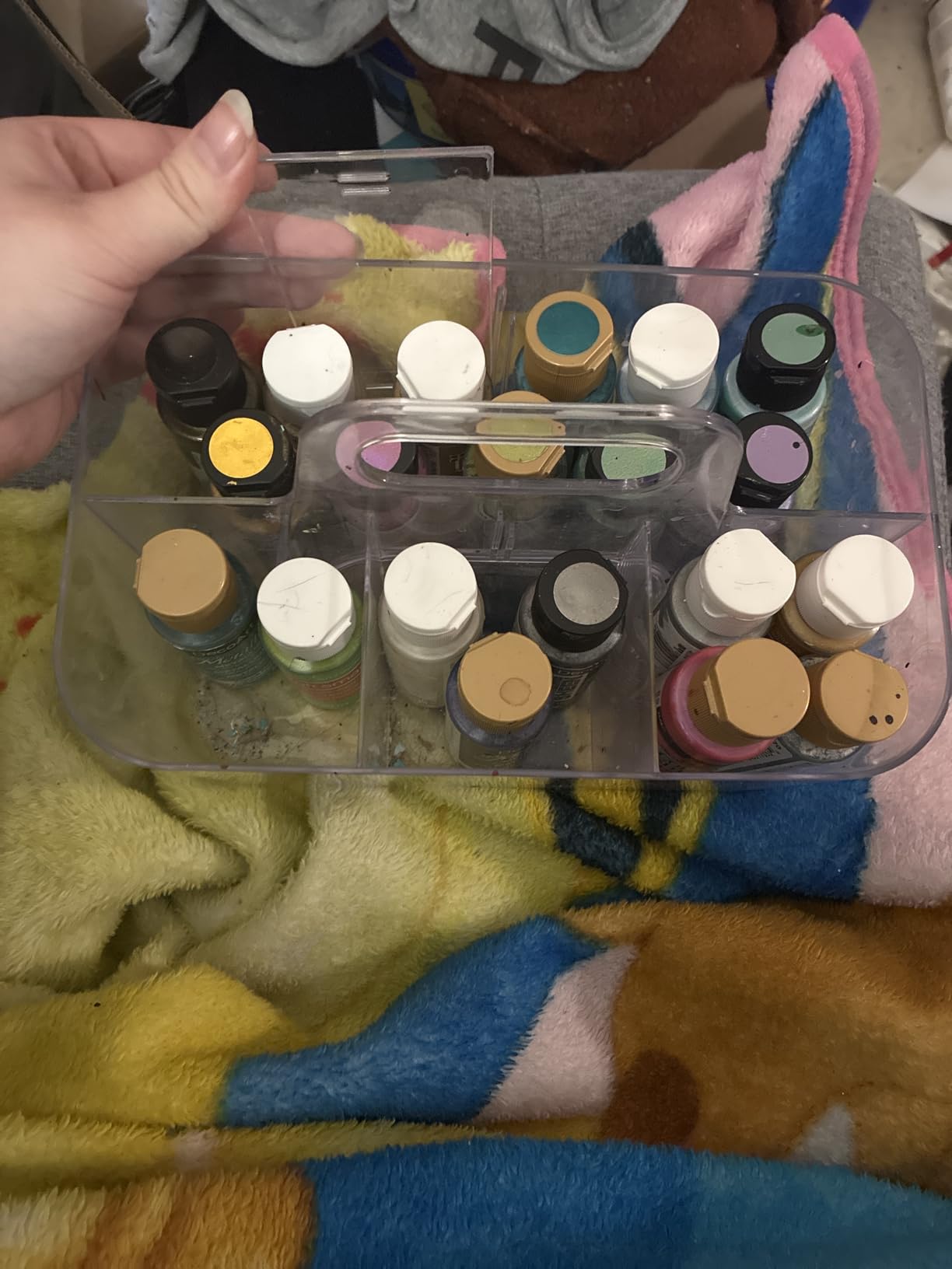 Multiuse Caddy Organizer with Handle, Portable Divided Plastic Tote Bin - Art Craft, Stationary Pen Marker Crayons, Makeup Hair Supplies Storage - Bathroom, Classroom, Dorm, Office, Desk Holder - Cyan customer photo 1