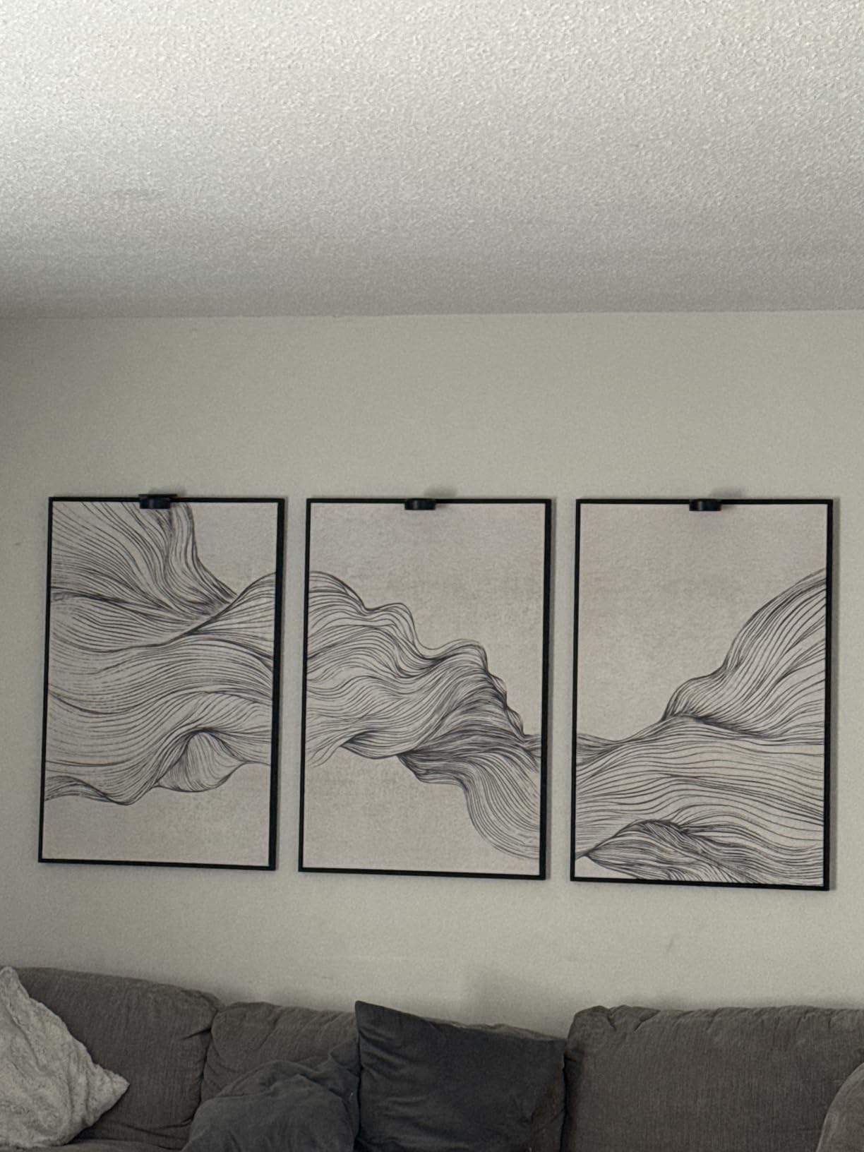 Framed Black and White Abstract Wall Art, 3 Piece Canvas Prints Paintings Artwork for Walls, Modern Minimalist Gold Beige Block Pictures for Living Room Hallway Office Wall Decor 16x24 Inch customer photo 2