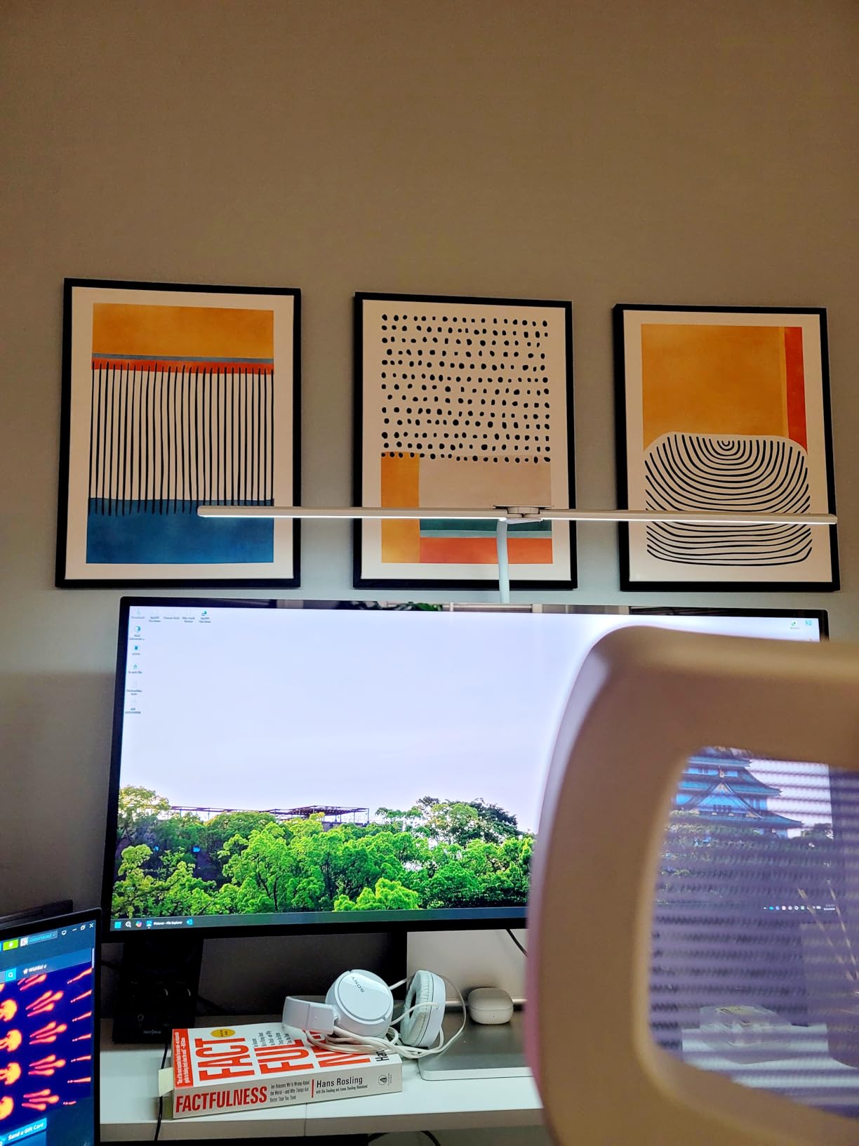 Framed Colorful Abstract Wall Art for Living Room, 3 Piece Mid Century Modern Canvas Paintings Prints Artwork for Walls, Large Modern Triptych Pictures Wall Decor for Bedroom Home Office, 16x24 Inch customer photo 1