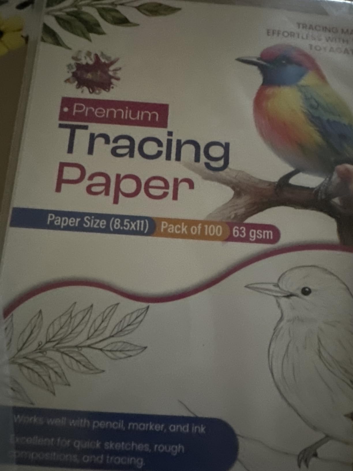 Tracing Paper 8.5x11 Inch - 100 Sheets 41lb/63gsm Transparent Trace Paper for Sketching, Preliminary Drawing, Drafting & Art Projects - Premium Translucent Tracing Paper for Pencil, Marker and Ink customer photo 1