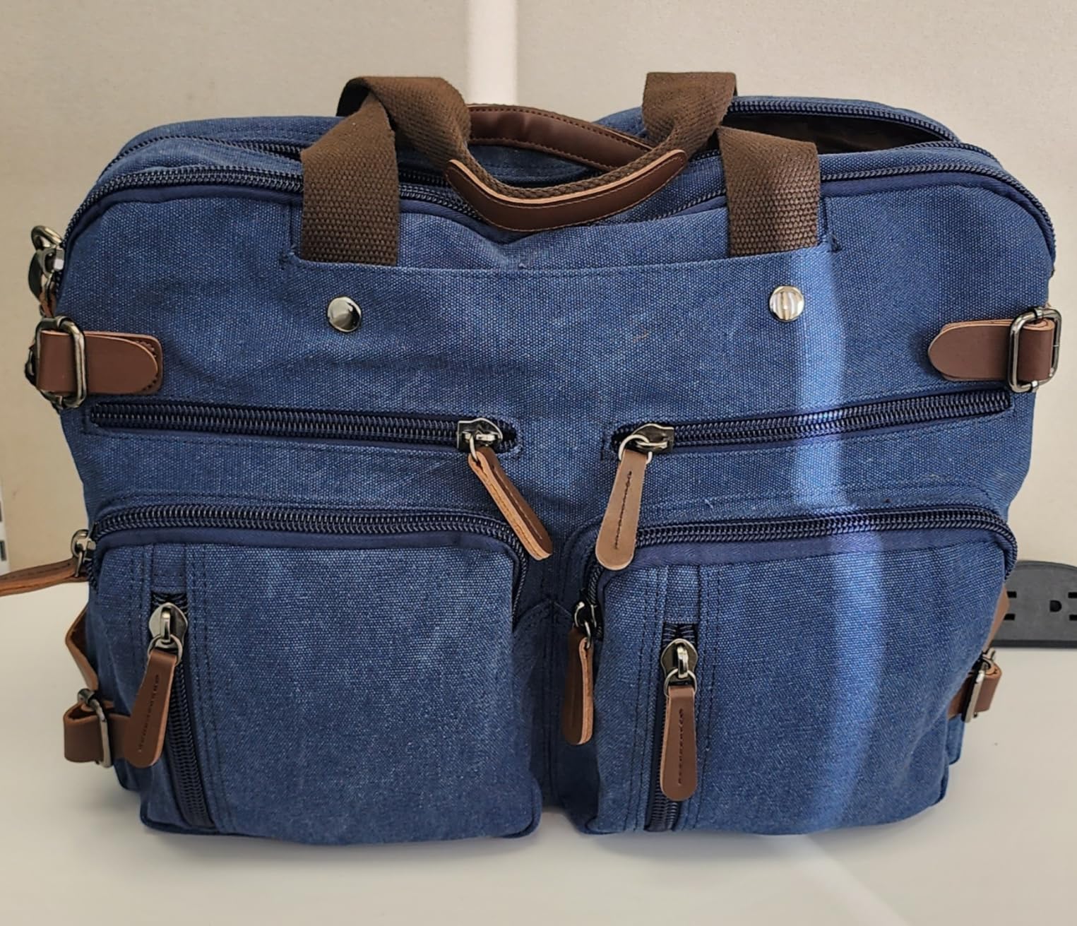 CROCOD 3 In 1 Canvas Convertible Laptop Bag for Men Women, 17.3 inch Laptop Messenger Bag Work Briefcase, Computer Shoulder Bag for Travel Business Office (Green, 17.3 Inch) customer photo 2