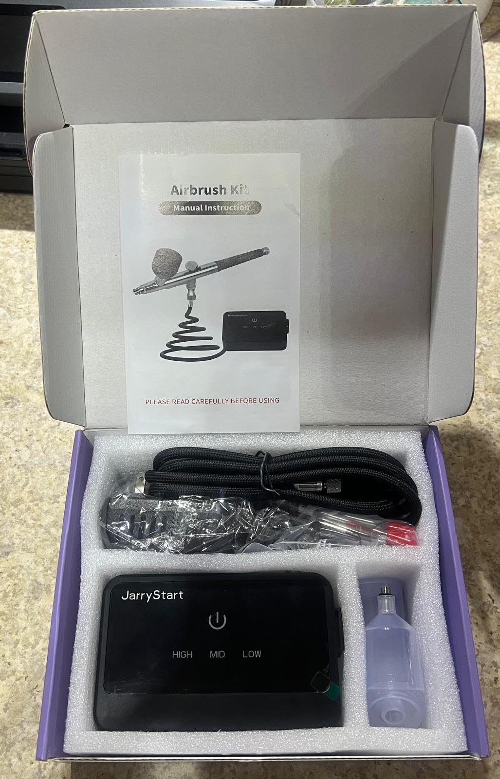 Airbrush Kit with Air Compressor, Intuitive 50 PSI High Pressure Air Brush with 0.2/0.3/0.5mm Nozzles & Cleaning Sets, Perfect for Modeling, Painting, Nails, Makeup, Cake Decorating customer photo 2