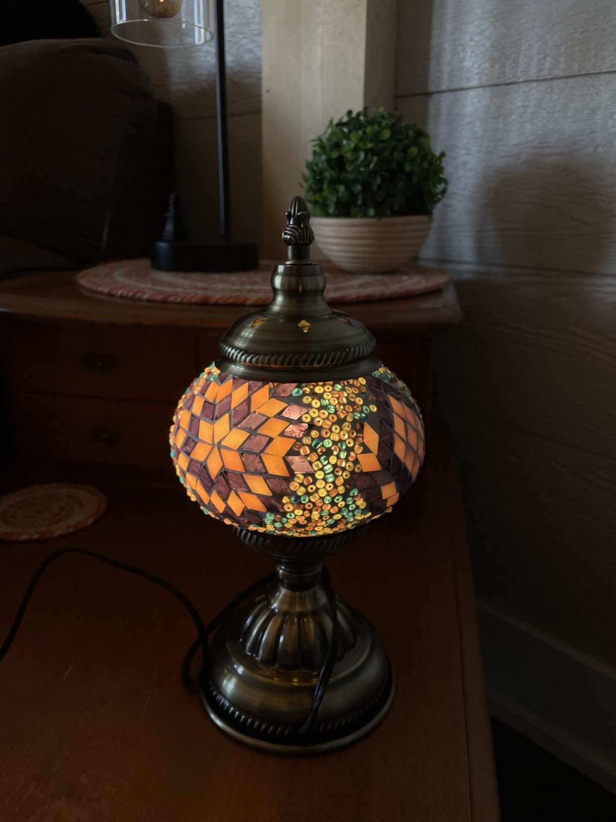 DIY Turkish Mosaic Lamp Kit, Stained Glass Table Lamp Making Kit- Easy and Fun, No Experience Needed, Mosaic Art & Craft Project Kits for Adults & Teens, Make Your Own Table Lamp,Blue customer photo 1