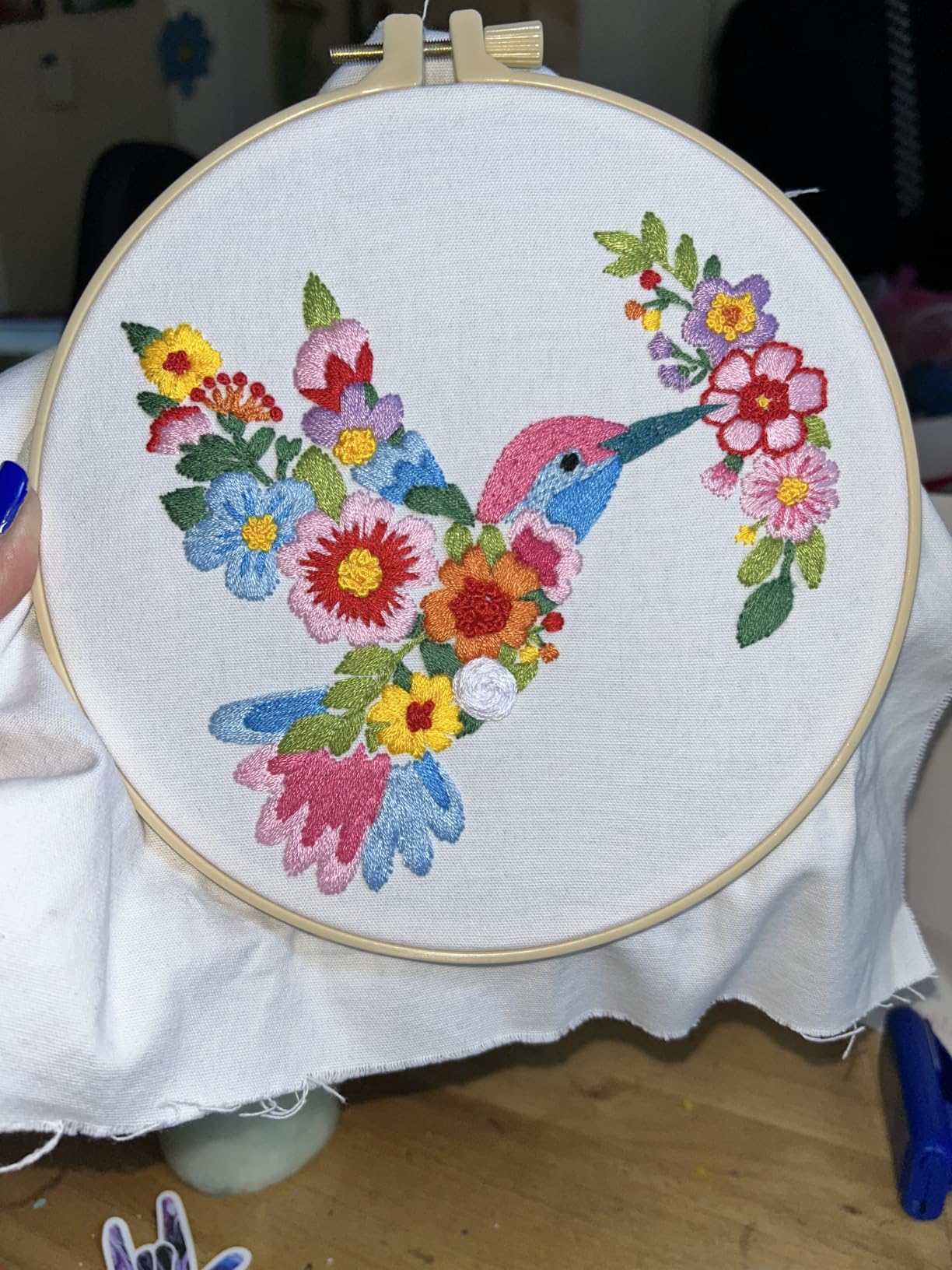 Nuberlic Sunflower Embroidery Kit for Beginners - Adults Starter Cross Stitch Kit DIY Needlepoint with Hoop, Pre-Printed Fabric, Threads & Step-by-Step Guide customer photo 2
