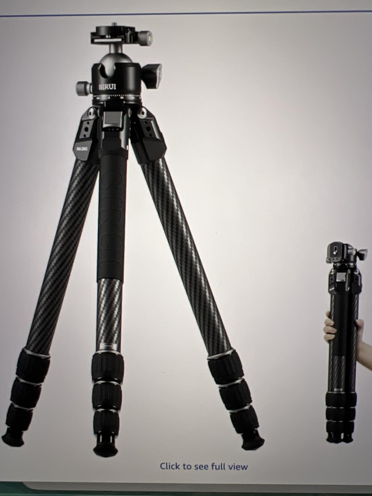 SIRUI Professional Travel Carbon Fiber Tripod 20kg/44lbs Load, Max Tube Dia 29.44mm, Max 128cm/50.4