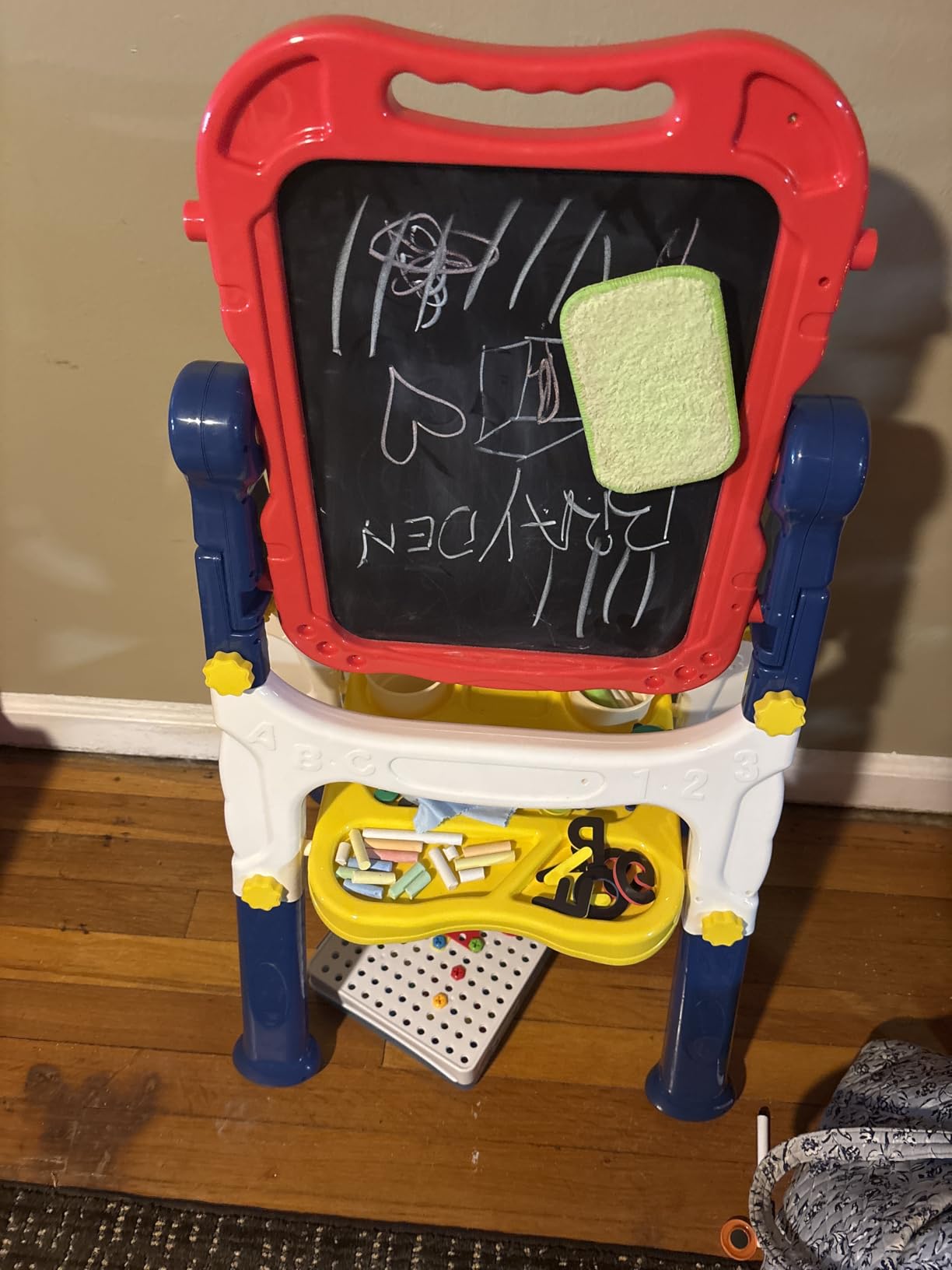 Chalk Board Easel for Kids Toys, Double-Sided Magnetic Kids Chalkboard and Dry Erase Boards, Toddler Toys Art Easel Learning Educational Toy customer photo 1