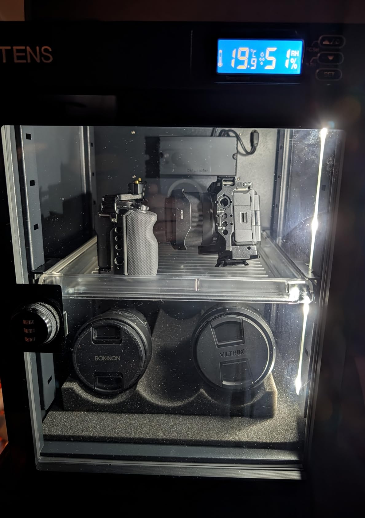 Dehumidifying Dry Cabinet Box with Combination Lock, Digital Control Noiseless and Energy Saving, for Camera Lens, Electronic Equipment, Collectibles Storage, Temperature Humidity LED Screen (50L) customer photo 2