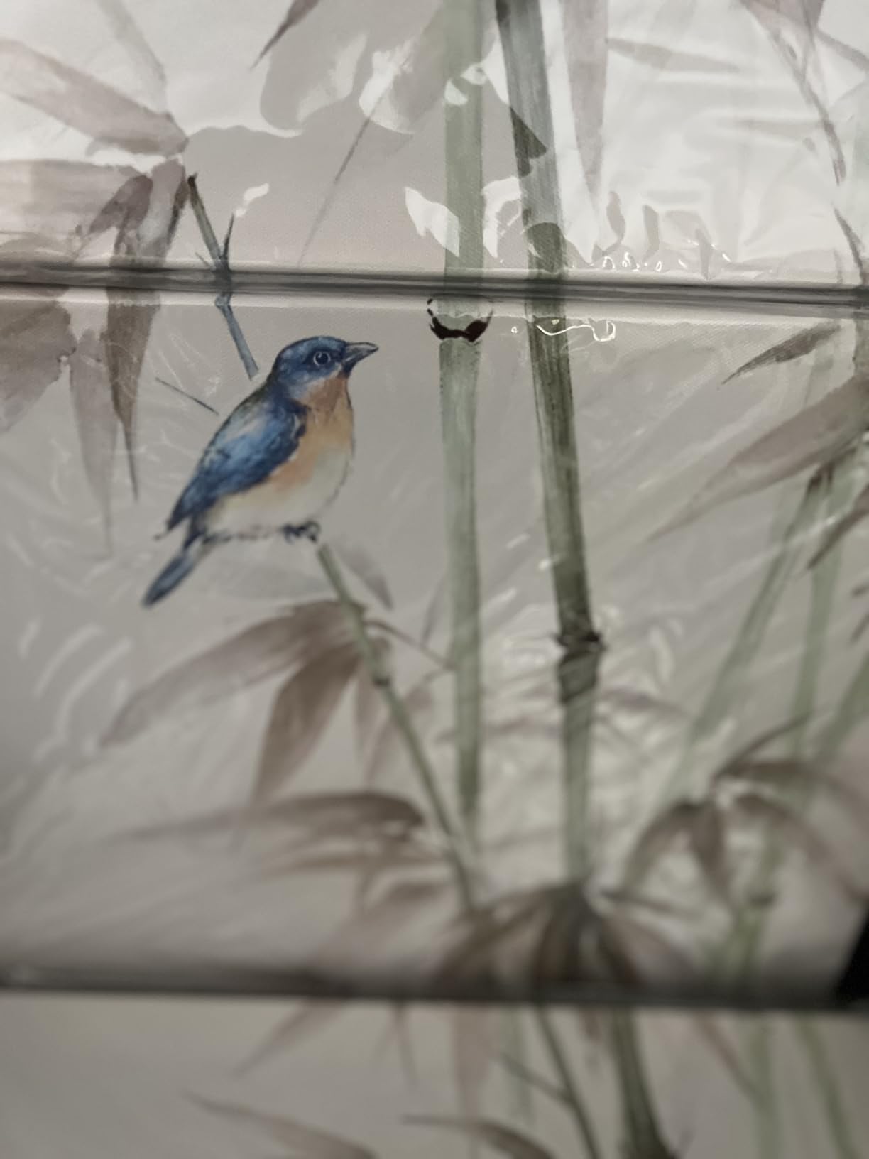 KREATIVE ARTS 3 Piece Bamboo Canvas Wall Art Set, Zen Print with American Robin Bird Chinese Painting Triptych Botanical Plant Artwork, Each Panel 12x16 customer photo 1