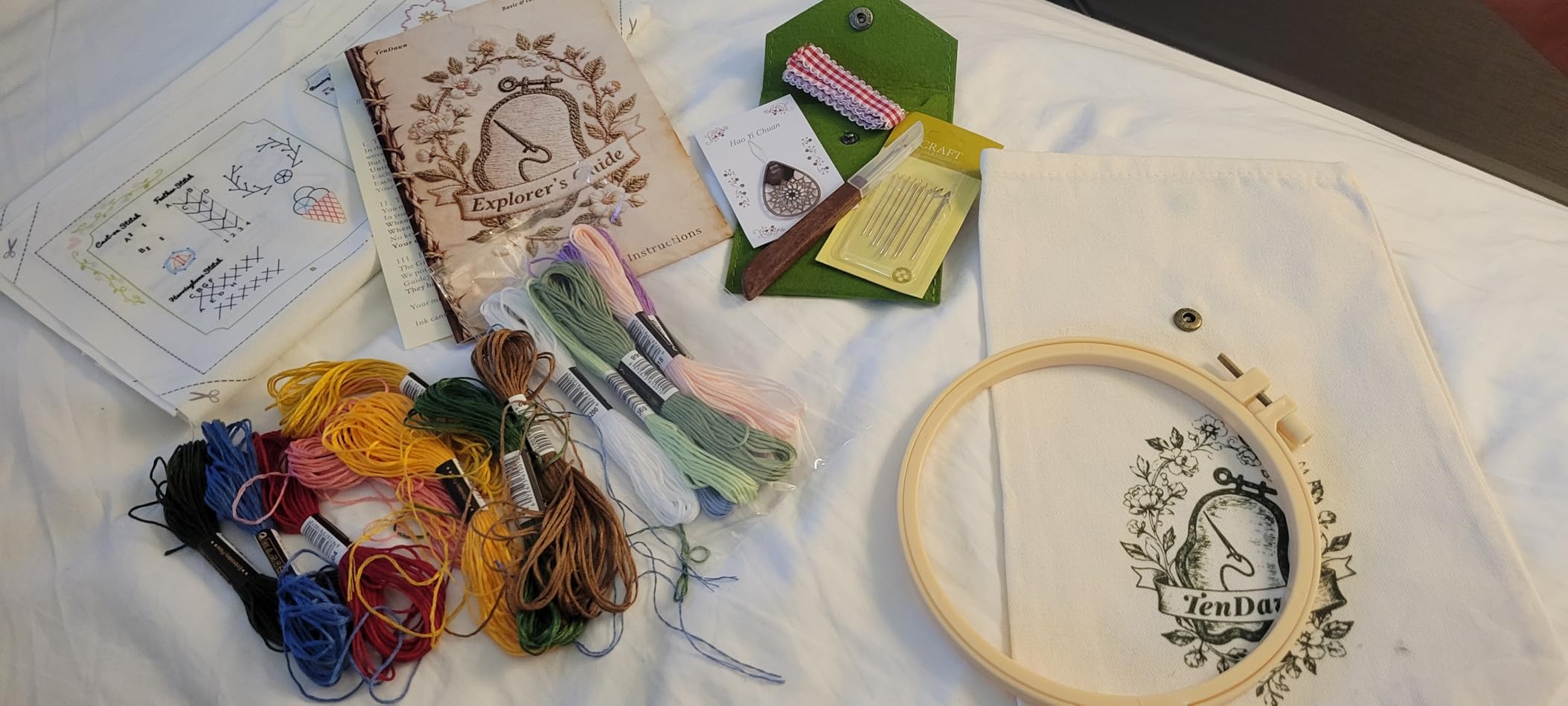 TenDawn Beginner Embroidery Stitch Book with Fabric Pages, 32 Essential Stitches in Structured Learning Order for Adults, DIY Sewing Kit with Floral Motifs, Practice Patterns customer photo 2