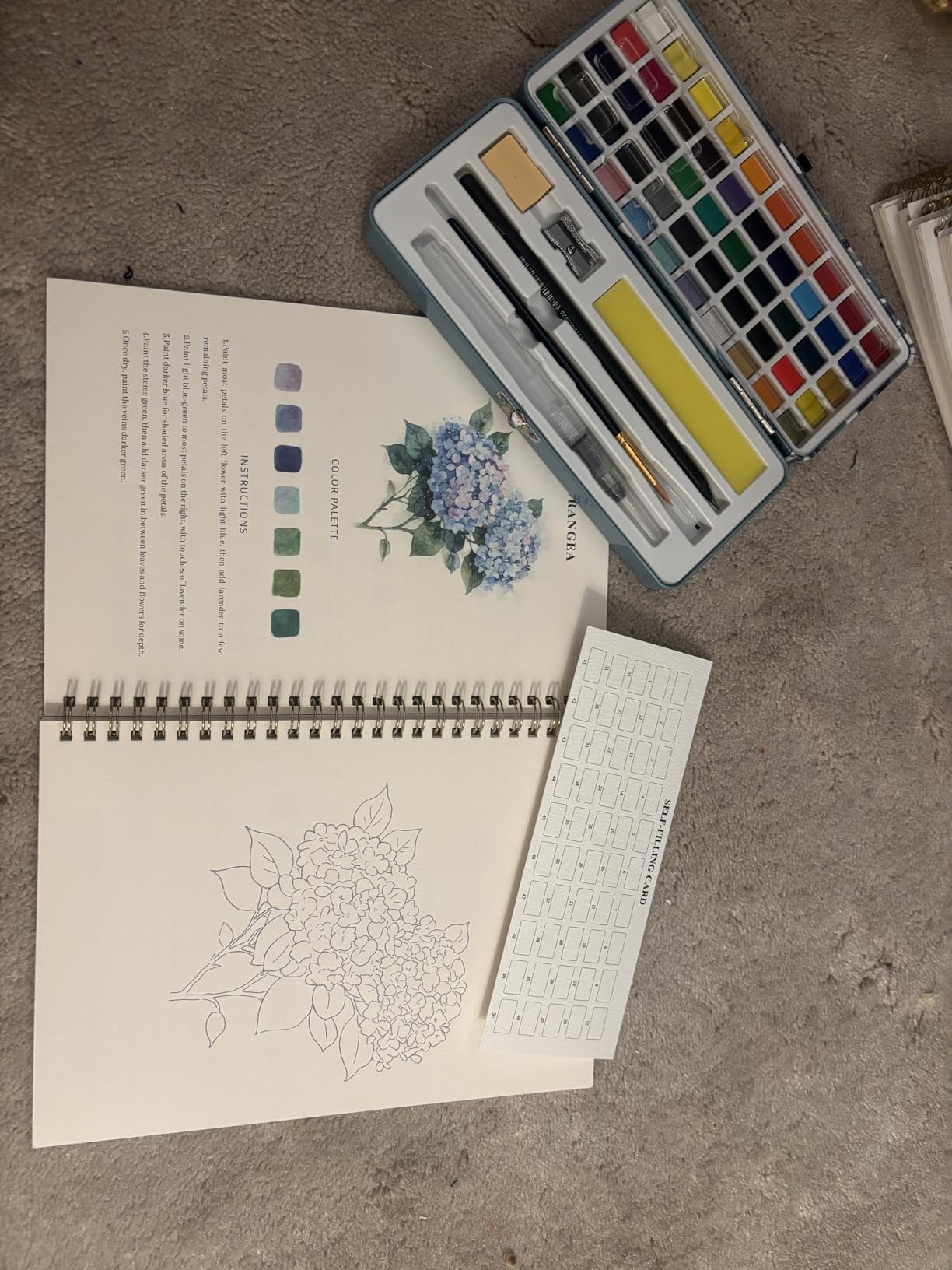 Watercolor Workbook, Water Coloring Book, 12 Different Patterns of Original DIY Designs, 50 Colors Watercolor Paint Set with Palette and Brush, Beginner-Friendly Watercolor Workbooks (Bouquets) customer photo 2