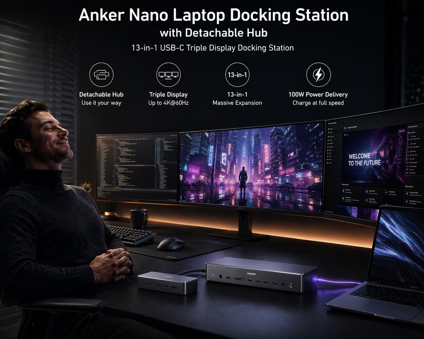 Anker Nano Laptop Docking Station, 13in1 Dock with Detachable 6in1 USBC Hub customer photo 2