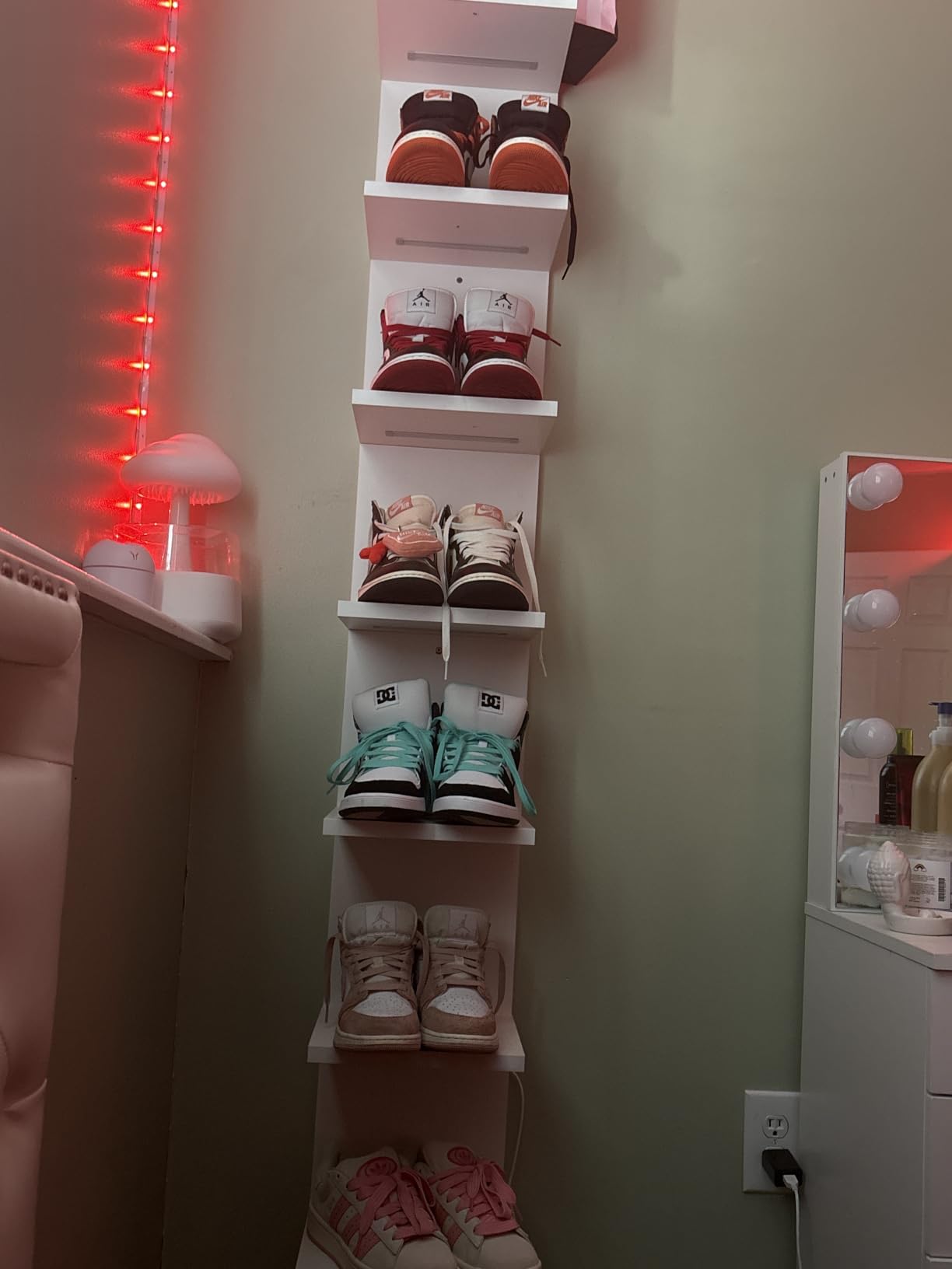 7 Tier Wall Shelves with Led Light, Lack Wall Shelf Unit, Vertical Shelf with Remote Control, White Shelves customer photo 1