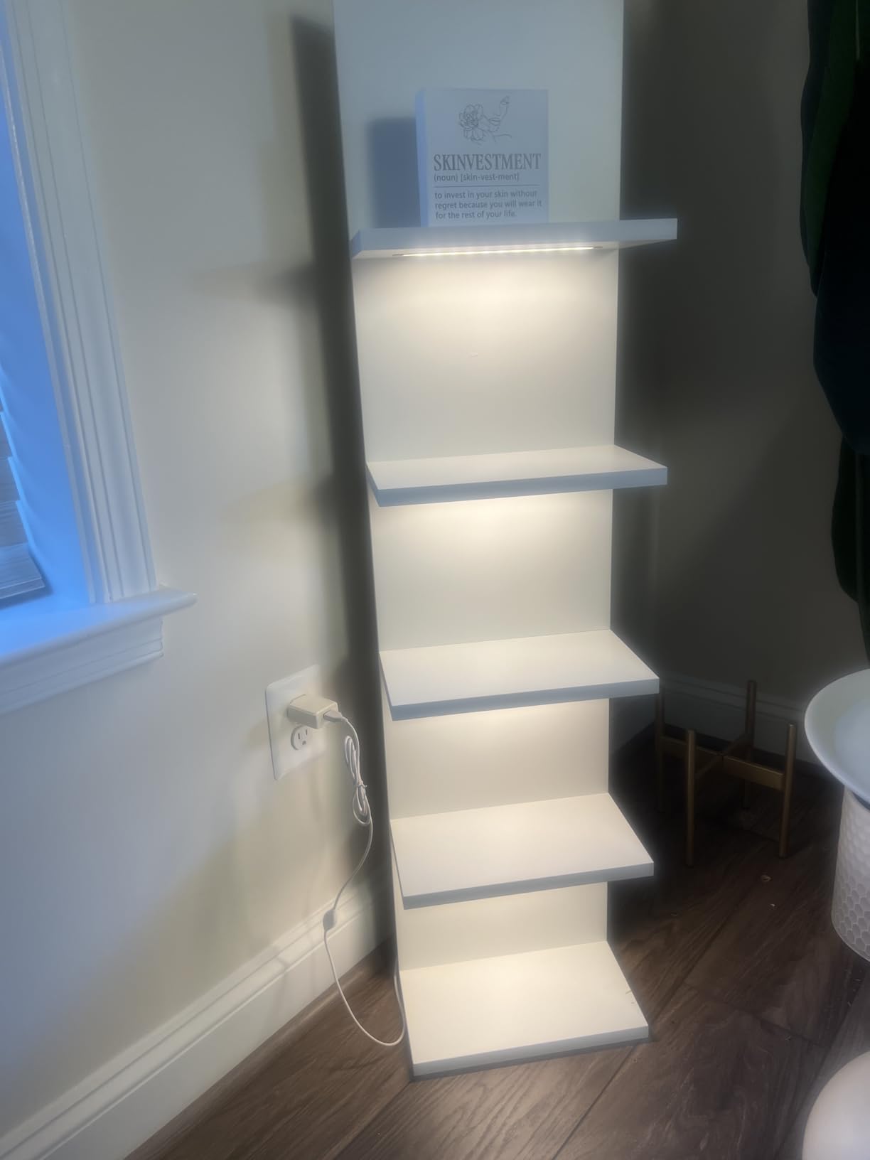 7 Tier Wall Shelves with Led Light, Lack Wall Shelf Unit, Vertical Shelf with Remote Control, White Shelves customer photo 2