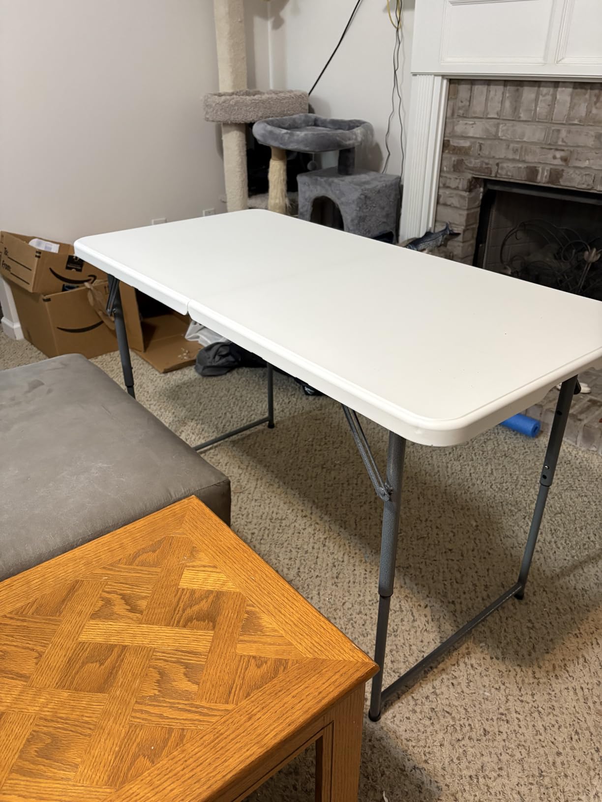 Folding Table 4 Foot - 3-Position Adjustable Height, Heavy Duty 400 lbs Capacity - Portable Tables Folding for Camping, Party, Indoor & Outdoor Use customer photo 1