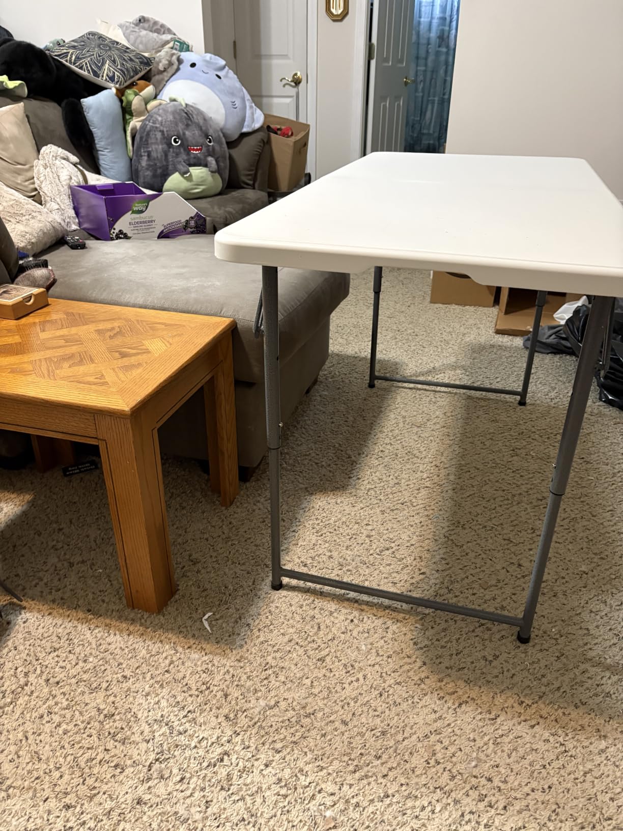 Folding Table 4 Foot - 3-Position Adjustable Height, Heavy Duty 400 lbs Capacity - Portable Tables Folding for Camping, Party, Indoor & Outdoor Use customer photo 2