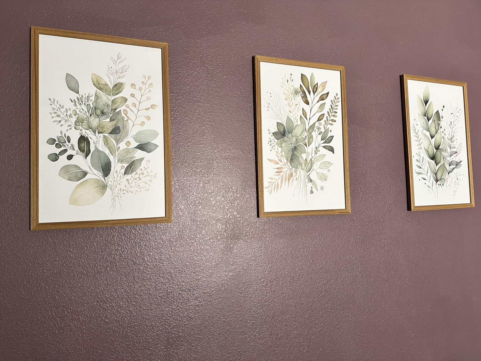 LLEEMPI Sage Green Wall Art Set of 3, Modern Watercolor Botanical Wall Decor, Eucalyptus Leaf Canvas Painting, Classic Minimalist Florals Poster Print for Bedroom Bathroom Office 12x16 Inch Framed customer photo 2