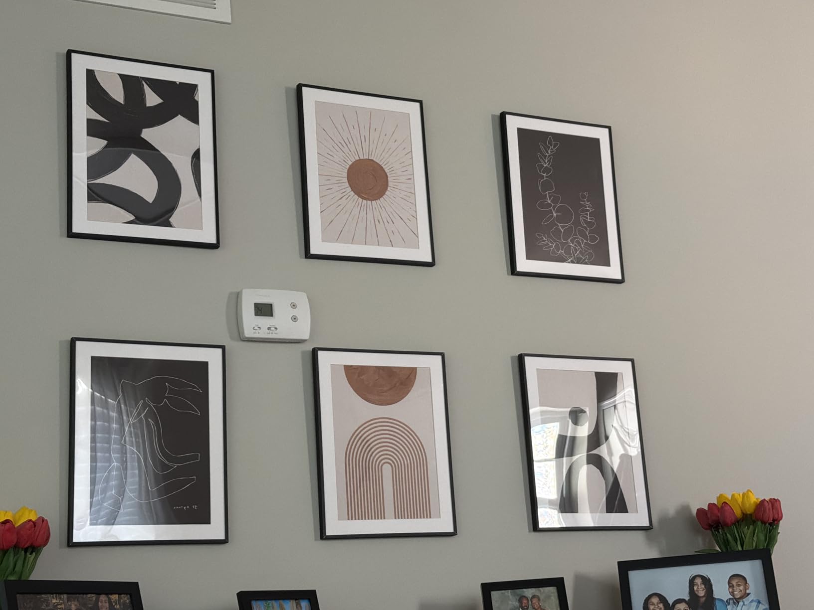 Framed Neutral Abstract Wall Art for Living Room, Set of 6 Minimalist Black Beige Prints Artwork for Walls, Modern Matisse and Geometric Pictures for Bedroom Dining Room Bathroom Wall Decor 11x14 In customer photo 1