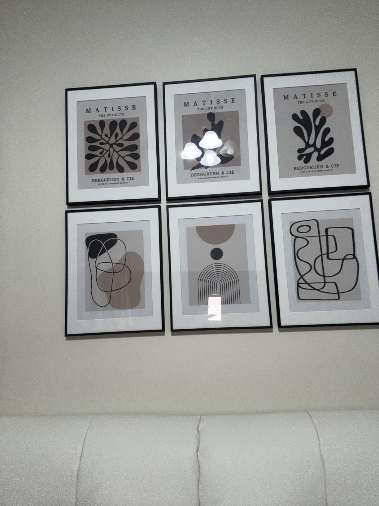 Framed Neutral Abstract Wall Art for Living Room, Set of 6 Minimalist Black Beige Prints Artwork for Walls, Modern Matisse and Geometric Pictures for Bedroom Dining Room Bathroom Wall Decor 11x14 In customer photo 2