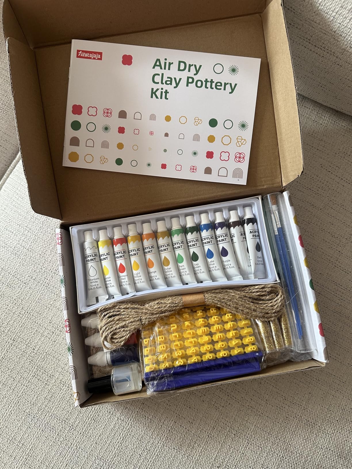 Air Dry Clay Kit for Adults, Pottery Kit for Beginners, 48 PCS Clay Kit with Acrylic Paints, Stamps, Sculpting Tools & Step-by-Step Guide - Crafts for Birthdays Xmas Gift & Decor customer photo 1