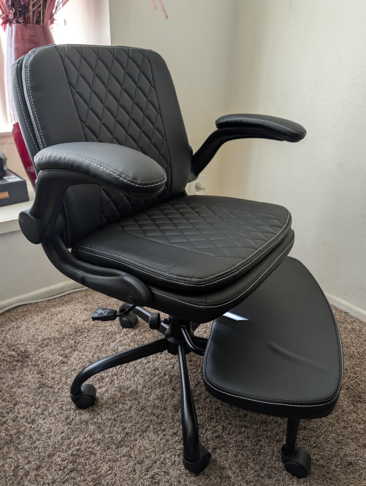 AreShark Cross Legged Office Chair,ADHD Criss Cross Desk Chair with Wheels & Stretchable Rotating Footrest,Height Adjustable Wide Yoga Kneeling Meditation Chair with Flip-up Armrests Back Support customer photo 1