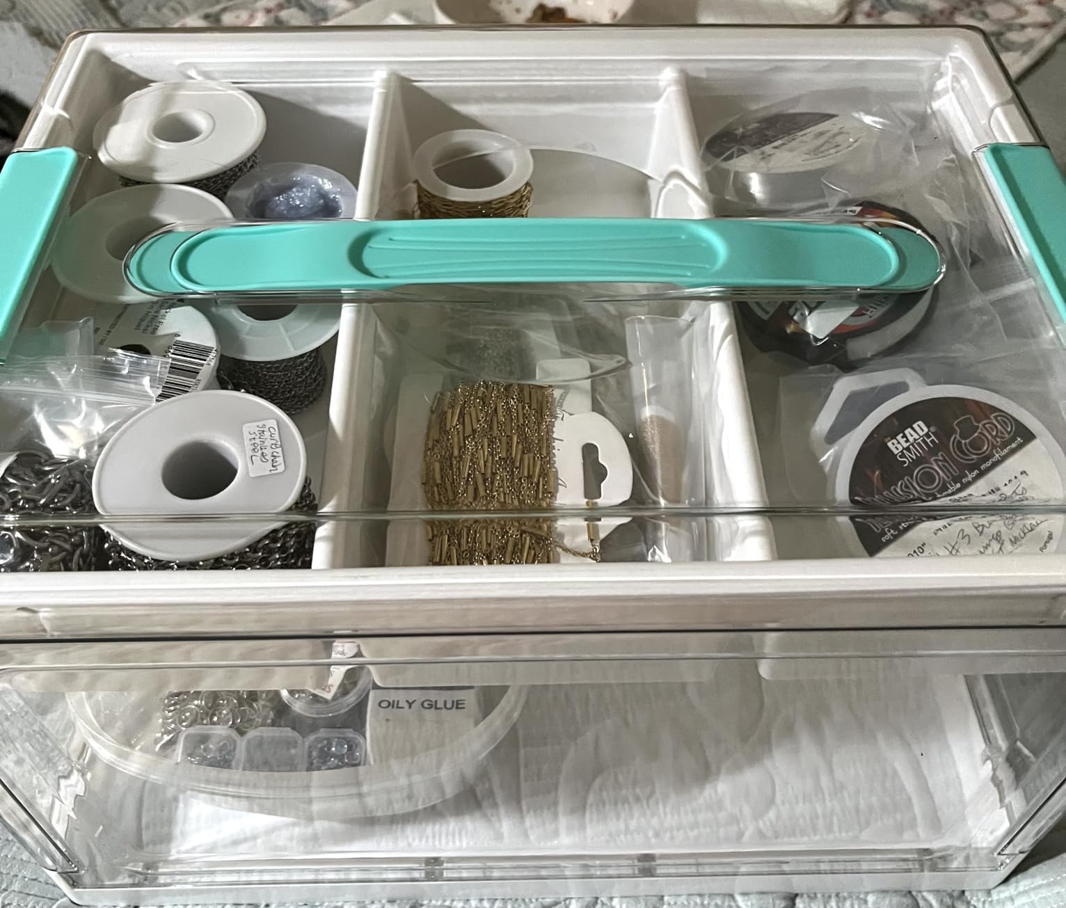 SpaceAid Craft Organizers and Storage - 24 QT Plastic Box Art Supply Storage Organizer Bin with Lid, Removable Trays and Dividers, Clear Container for Art and Craft Supplies, 1 Pack customer photo 1