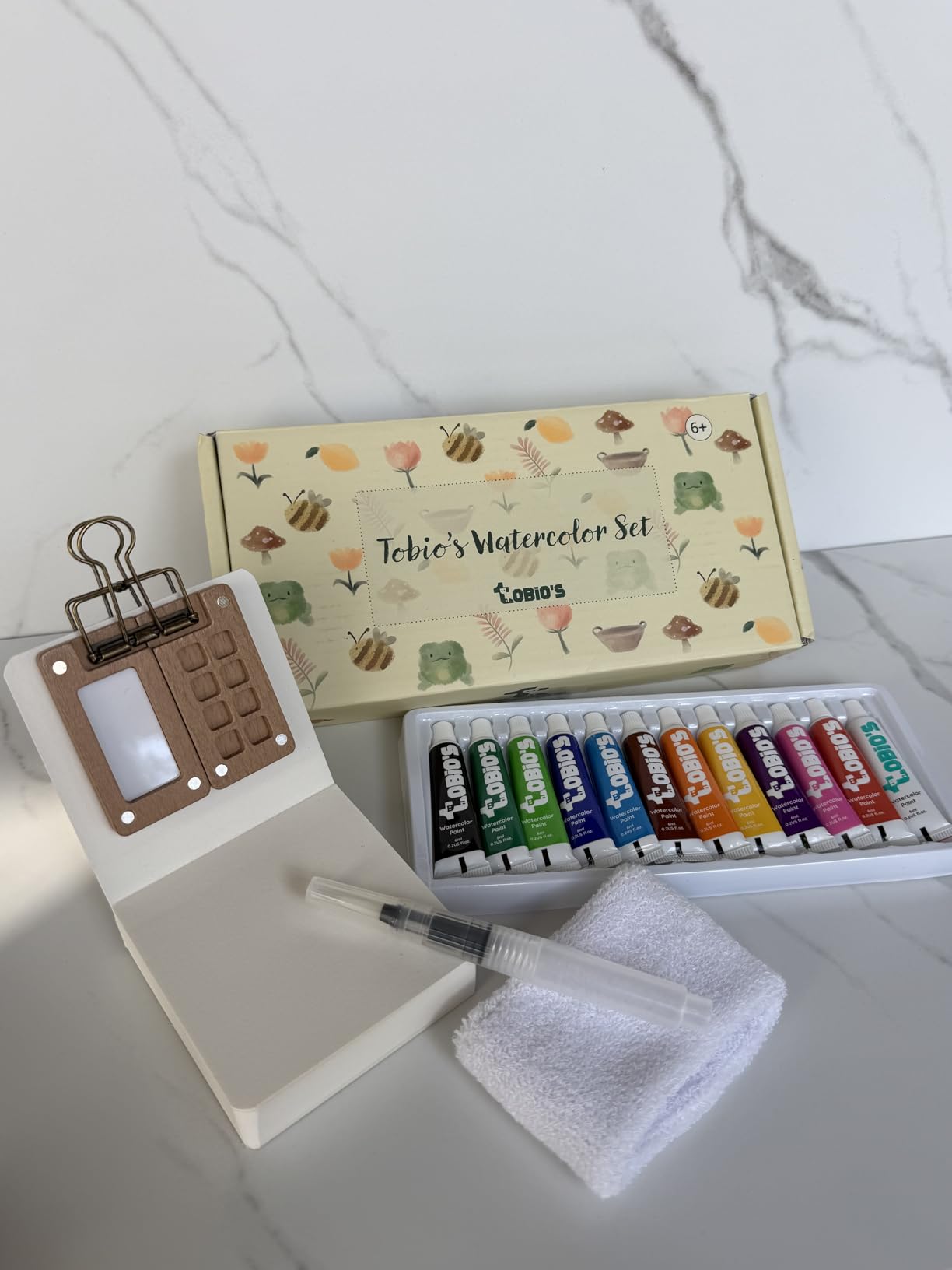 Tobios Watercolor Paint Set, Mini Travel Watercolor Kit with 12 Colors, Refillable Water Brush, Wooden Palette & Sketchbook, Portable Painting Set for Beginners, Journaling & Gifts customer photo 2