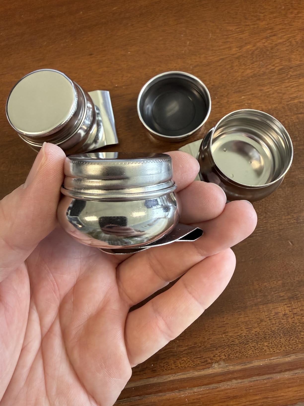 LEIFIDE 3Pcs Stainless Steel Large Mouth Single Dipper Pallete Cup Paint Pot Container Cup with Lid and Clip for Oil Painting customer photo 2