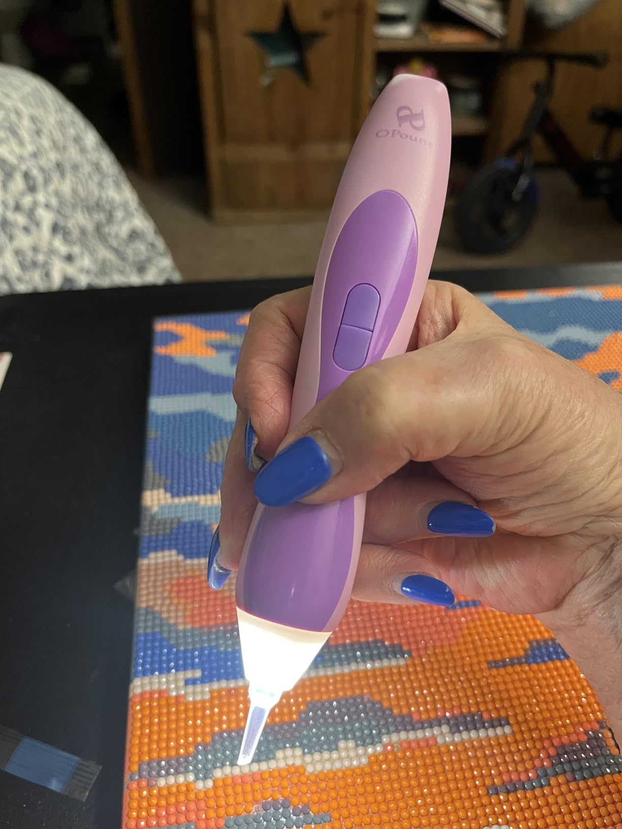 PP OPOUNT Electric Diamond Art Pens with Light, Diamond Art Kits for Adults, Wireless, Rechargeable, 3 Brightness Levels, Ergonomic Grip and Extra Tips, Quiet Suction Diamond Painting Pen customer photo 1