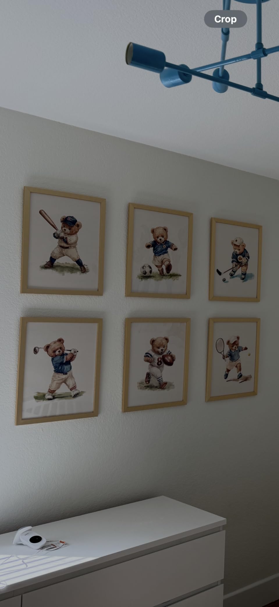 Nursery Bear Wall Art Boy Sports Canvas Wall Decor Baby Nursery Prints Vintage Teddy Bear Poster Boy Room Wall Art Kids Animal Pictures Painting for Bedroom Playroom 8x10 Inch Wood Framed Set of 6 customer photo 1