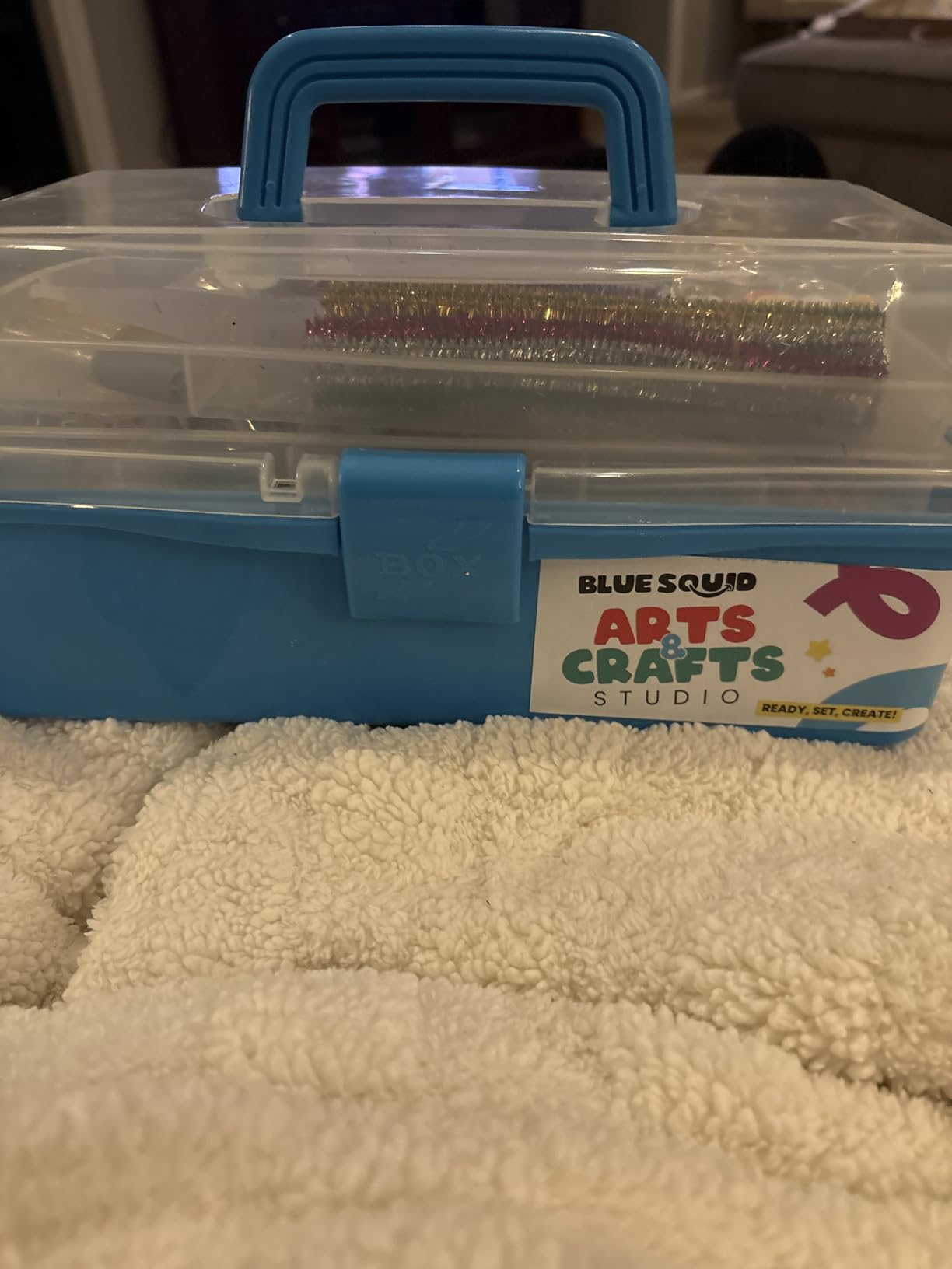 Blue Squid Arts & Crafts Box (Purple)- 2800+ pcs Deluxe Craft Supplies Box, 2 Drawers, 18 Compartments, Sturdy Handle - Art Crafting Kit Birthday Gifts for Kids, School Supply for Ages 4-12 customer photo 1