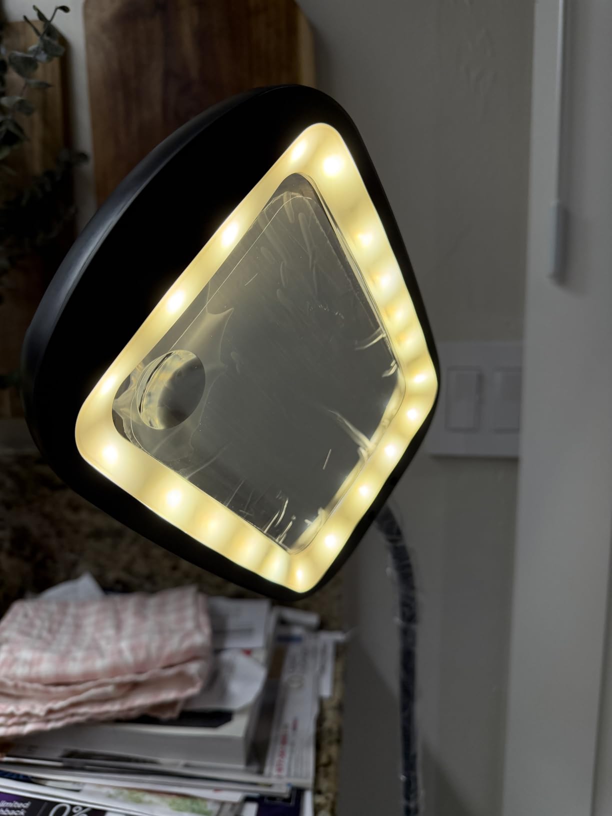 30X 10X Extra Large Floor Magnifying Glass with Light and Stand, 60 LED Flexible Gooseneck Floor Magnifying Lamp with 5 Color Modes, 2-in-1 Lighted Magnifiers for Close Work, Sewing, Crafts, Painting customer photo 1